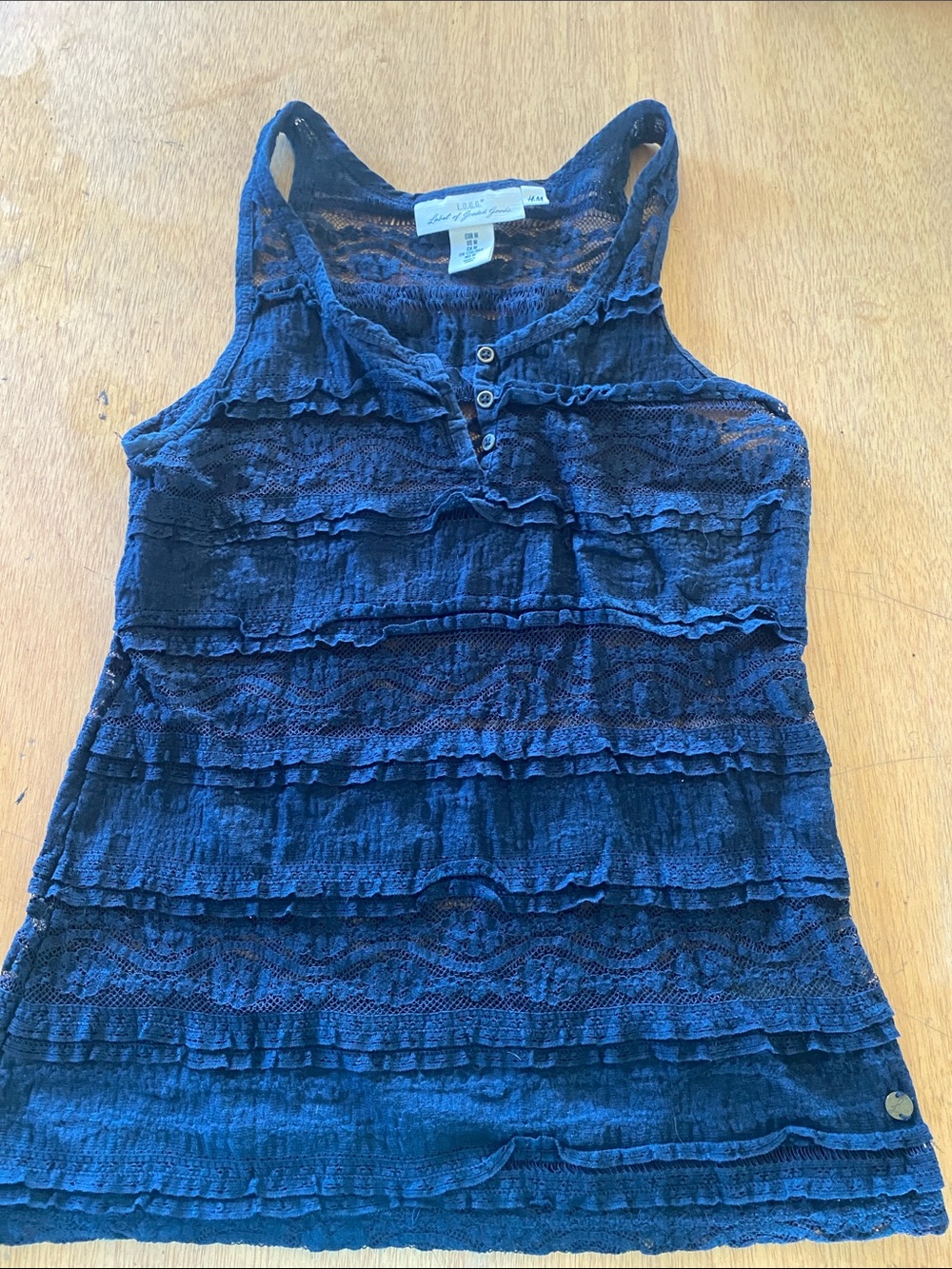 H&M Women’s Navy Lace Ruffle Tank Top